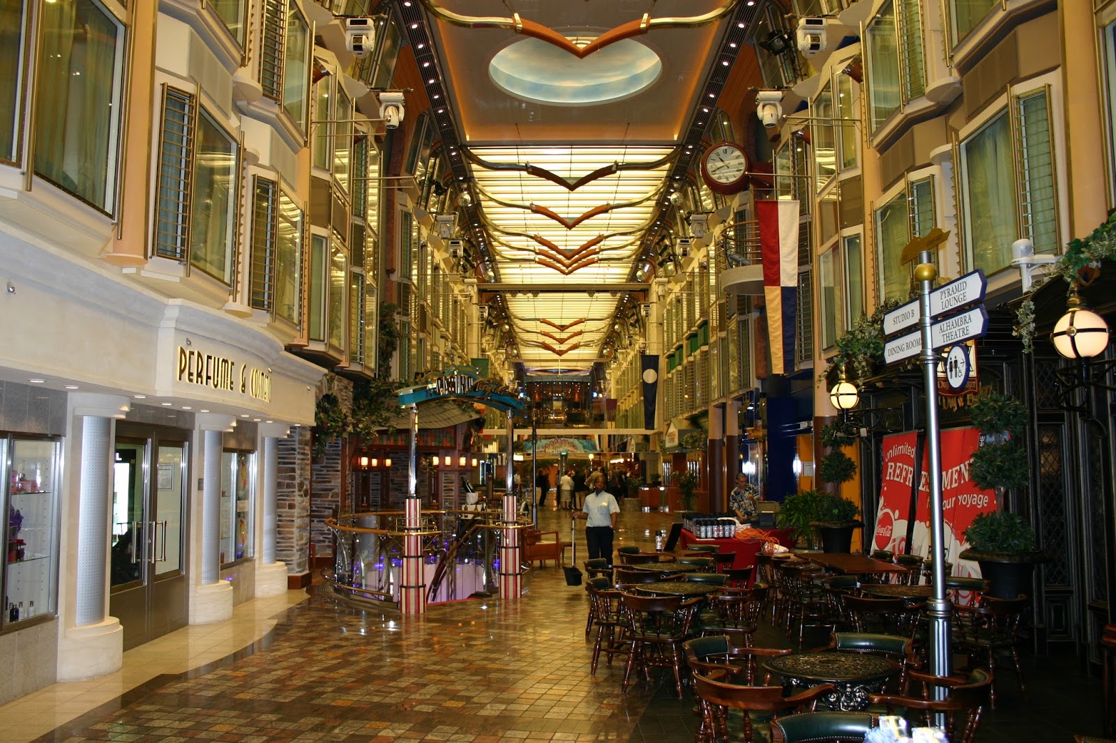 The Royal Promenade Shopping Center in a Royal Caribbean Cruise